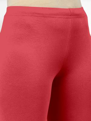 Red super combed cotton elastane stretch churidar length leggings & ultrasoft waistband 4