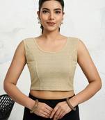 Polyester elastane zari stretchable sleeveless ready to wear blouse for women