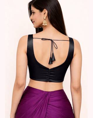 Women's black dhupion silk embroidery sequence work blouse choli stylish saree blouse 2