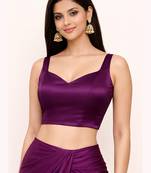 Women's purple dhupion silk embroidery sequence work blouse choli stylish saree blouse