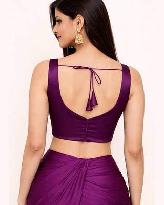 Women's purple dhupion silk embroidery sequence work blouse choli stylish saree blouse 2