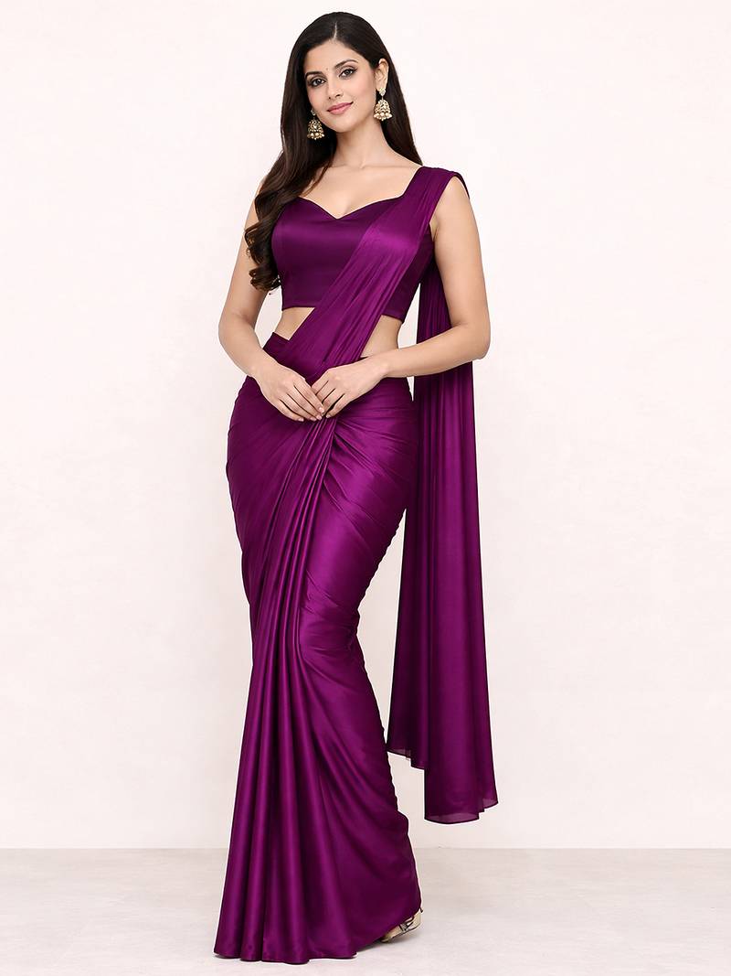 Women's purple dhupion silk embroidery sequence work blouse choli stylish saree blouse