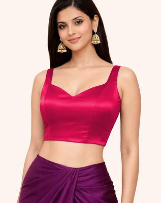 Women's pink dhupion silk embroidery sequence work blouse choli stylish saree blouse 1