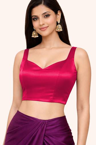 Women's pink dhupion silk embroidery sequence work blouse choli stylish saree blouse
