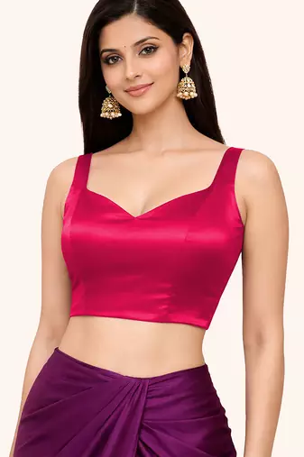 Women's pink dhupion silk embroidery sequence work blouse choli stylish saree blouse