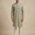 Beige and olive green geometric digital print premium cotton blend mandarin collar straight men's kurta
