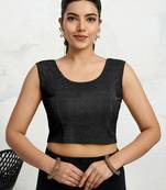 Polyester elastane zari stretchable sleeveless ready to wear blouse for women