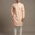 Light orange woven floral silk blend straight men's kurta