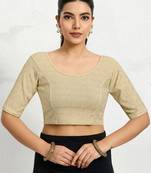 Polyester elastane zari stretchable half sleeve ready to wear blouse for women
