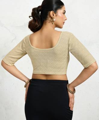 Polyester elastane zari stretchable half sleeve ready to wear blouse for women 2