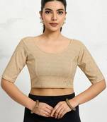 Polyester elastane zari stretchable half sleeve ready to wear blouse for women