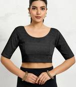 Polyester elastane zari stretchable half sleeve ready to wear blouse for women