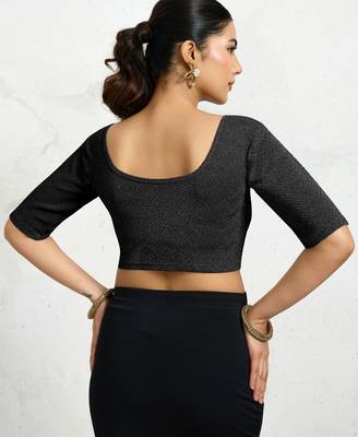 Polyester elastane zari stretchable half sleeve ready to wear blouse for women 2