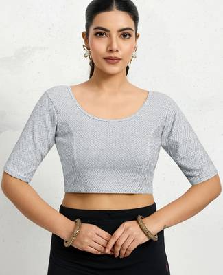 Polyester elastane zari stretchable half sleeve ready to wear blouse for women 1