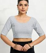 Polyester elastane zari stretchable half sleeve ready to wear blouse for women