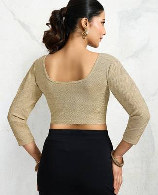 Polyester elastane zari stretchable elbow sleeve ready to wear blouse for women 2
