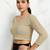 Polyester elastane zari stretchable elbow sleeve ready to wear blouse for women