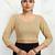 Polyester elastane zari stretchable elbow sleeve ready to wear blouse for women