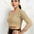 Polyester elastane zari stretchable elbow sleeve ready to wear blouse for women