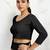Polyester elastane zari stretchable elbow sleeve ready to wear blouse for women