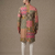 Multi-colour digital patchwork print cotton blend straight mandarin collar men's kurta