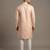 Light orange woven floral silk blend straight men's kurta