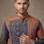 Multi-colour digital patchwork print cotton blend straight mandarin collar men's kurta