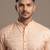 Light orange woven floral silk blend straight men's kurta