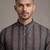 Black floral digital print art silk mandarin collar men's kurta