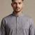 Grey digital printed faux silk blend mandarin collar straight men's kurta