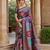 Black Color Printed With Hand Aari Work Jari Outing Work With Mirror Dola Silk Saree