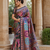 Black Color Printed With Hand Aari Work Jari Outing Work With Mirror Dola Silk Saree