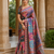 Red Color Printed With Hand Aari Work Jari Outing Work With Mirror Dola Silk Saree