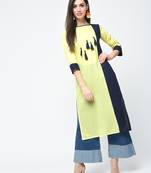 cottoncolor block straight kurta with tassels,yellow,(s,m,l,xl,2xl,3xl)