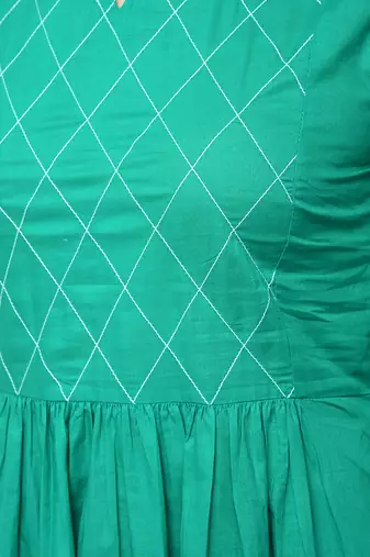 Cotton solid flared kurta with key hole neck,turquoise,(s,m,l,xl,2xl,3xl)