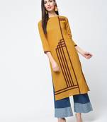 cotton straight kurta with patchwork ,mustard,(s,m,l,xl,2xl,3xl)