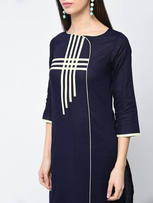 cotton straight kurta with patchwork ,blue,(s,m,l,xl,2xl,3xl) 4