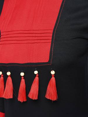 rayon color block straight kurta with tassels ,black,(s,m,l,xl,2xl,3xl) 5
