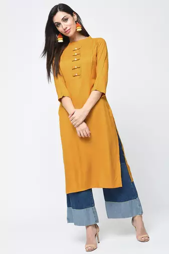 rayon solid straight kurta,mustard,(s,m,l,xl,2xl,3xl)