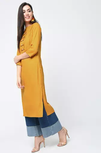 rayon solid straight kurta,mustard,(s,m,l,xl,2xl,3xl)