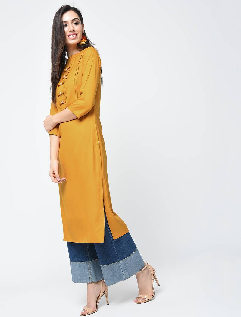 rayon solid straight kurta,mustard,(s,m,l,xl,2xl,3xl)
