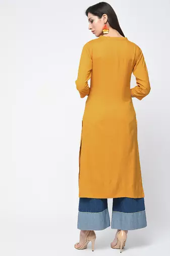 rayon solid straight kurta,mustard,(s,m,l,xl,2xl,3xl)
