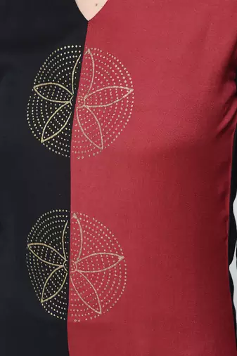 rayon block printed a-line kurta,black,(s,m,l,xl,2xl,3xl)