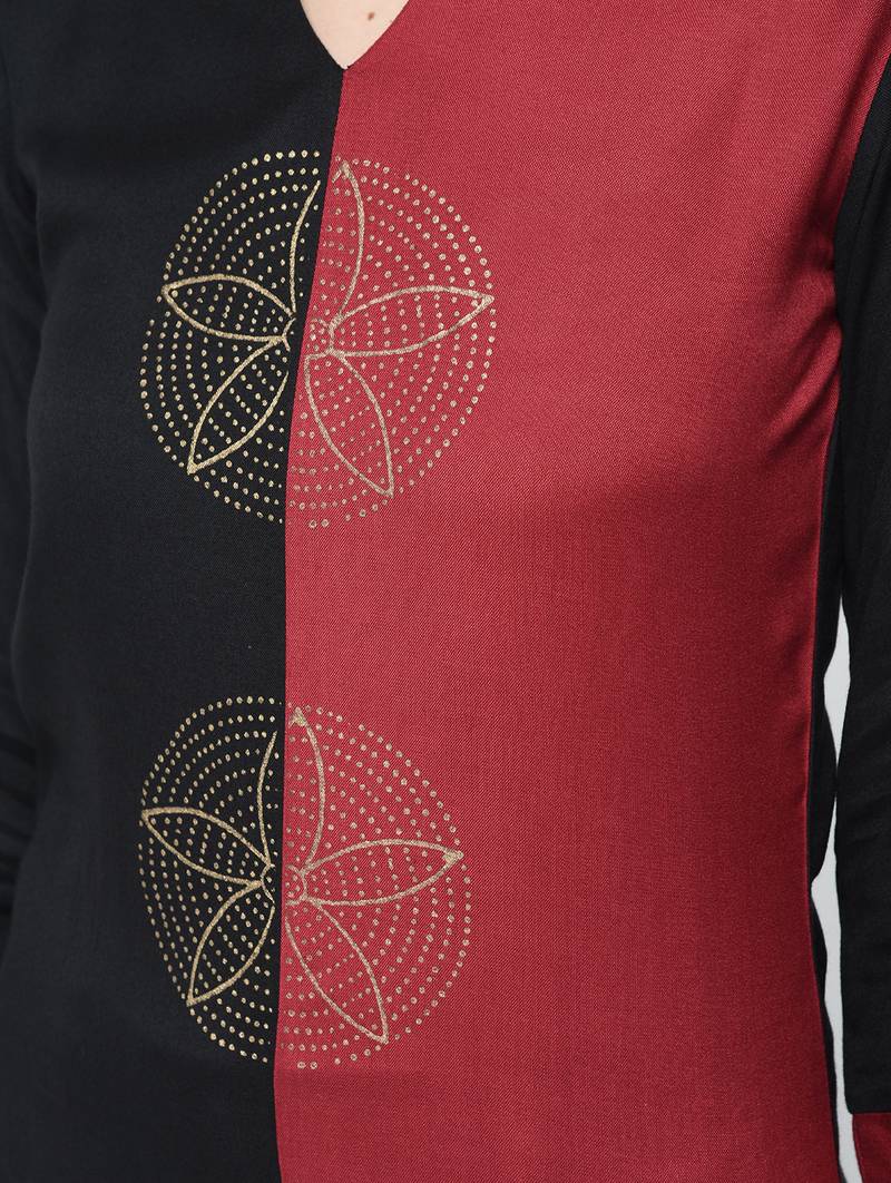 rayon block printed a-line kurta,black,(s,m,l,xl,2xl,3xl)