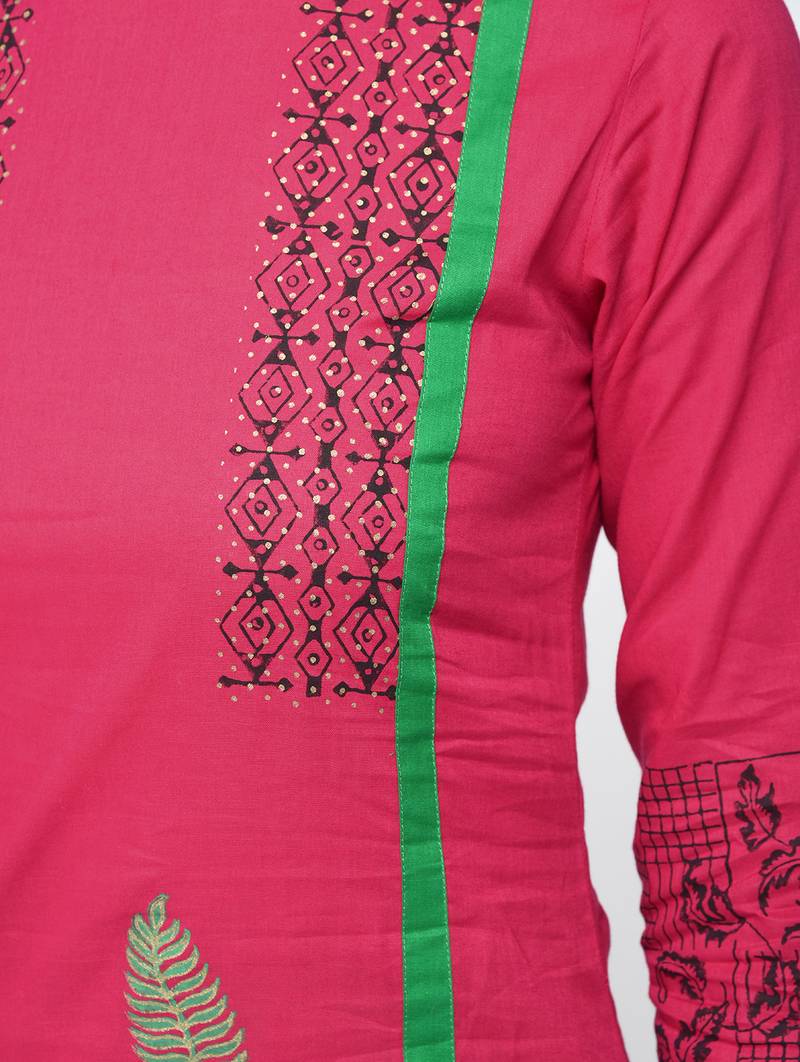 cotton block printed straight kurta,pink,(s,m,l,xl,2xl,3xl)
