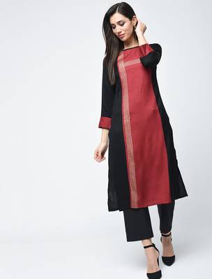 rayon block printed straight kurta,red,(s,m,l,xl,2xl,3xl) 1
