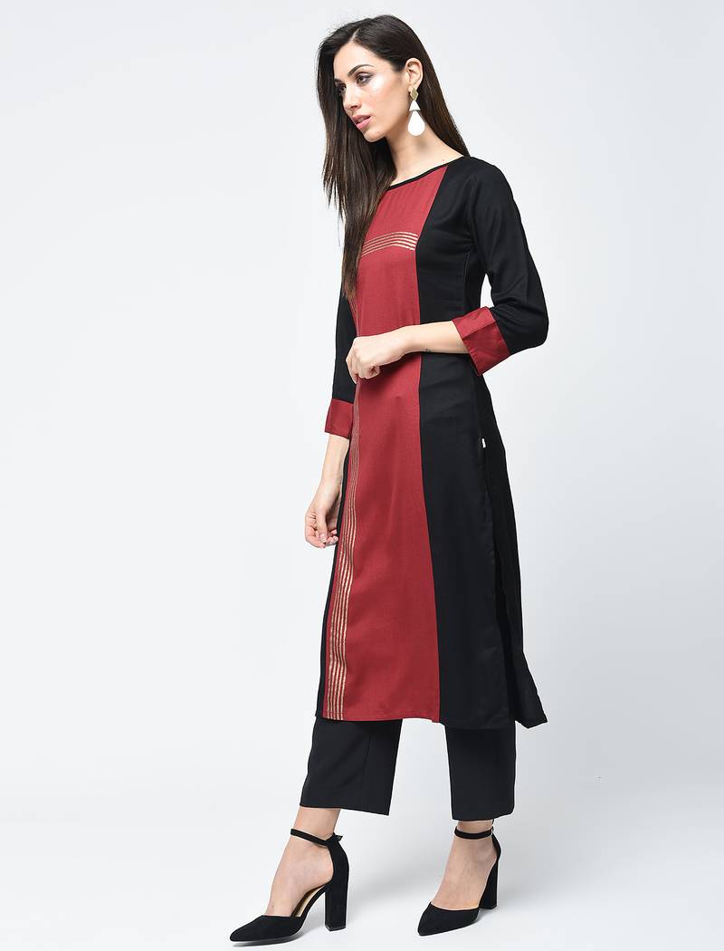 rayon block printed straight kurta,red,(s,m,l,xl,2xl,3xl)