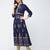 Rayon block printed anarkali kurta,blue,(s,m,l,xl,2xl,3xl)