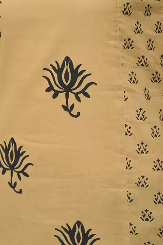 cotton block printed front slit kurta,beige,(s,m,l,xl,2xl,3xl)