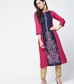 rayon block printed straight kurta,magenta,(s,m,l,xl,2xl,3xl)